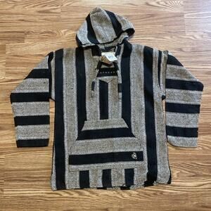 Earth Ragz Mexican Poncho Baja Hoodie L Buck Skater Drug Rug Pullover Mexico